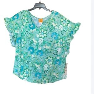 3/$45 Ruby Rd top floral print top with stretch boho casual office 1X